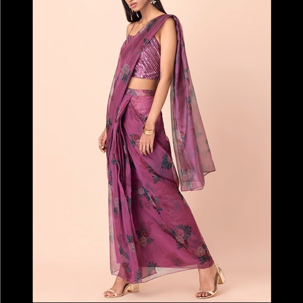 Elegant Purple Floral Women's Dress - Picture 4 of 6